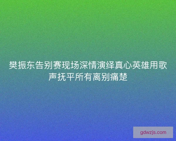 樊振东告别赛现场深情演绎真心英雄用歌声抚平所有离别痛楚