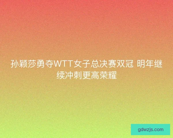 孙颖莎勇夺WTT女子总决赛双冠 明年继续冲刺更高荣耀