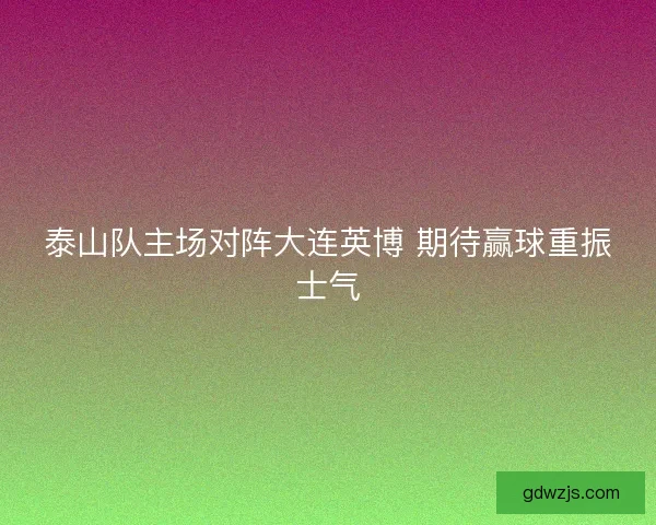 泰山队主场对阵大连英博 期待赢球重振士气