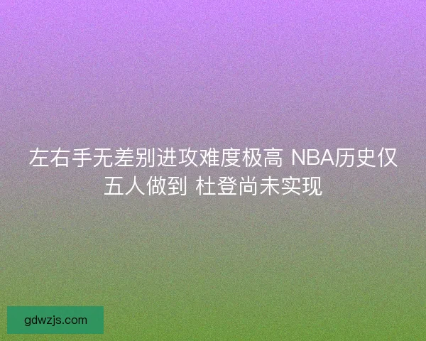 左右手无差别进攻难度极高 NBA历史仅五人做到 杜登尚未实现